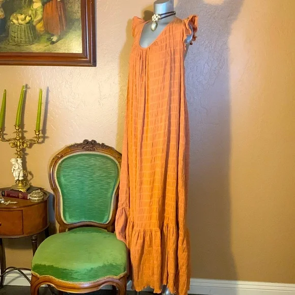 Free People | Dresses | Free People Flowy Peach Maxi Dress Sz S | Poshmark